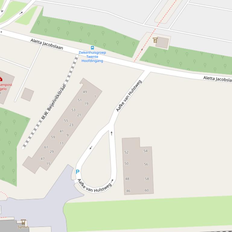 Kaart van de Aafke van Hulstweg.