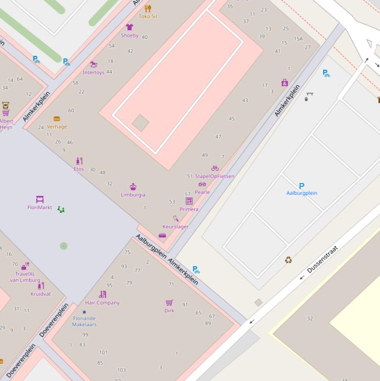 Kaart van het Aalburgplein.