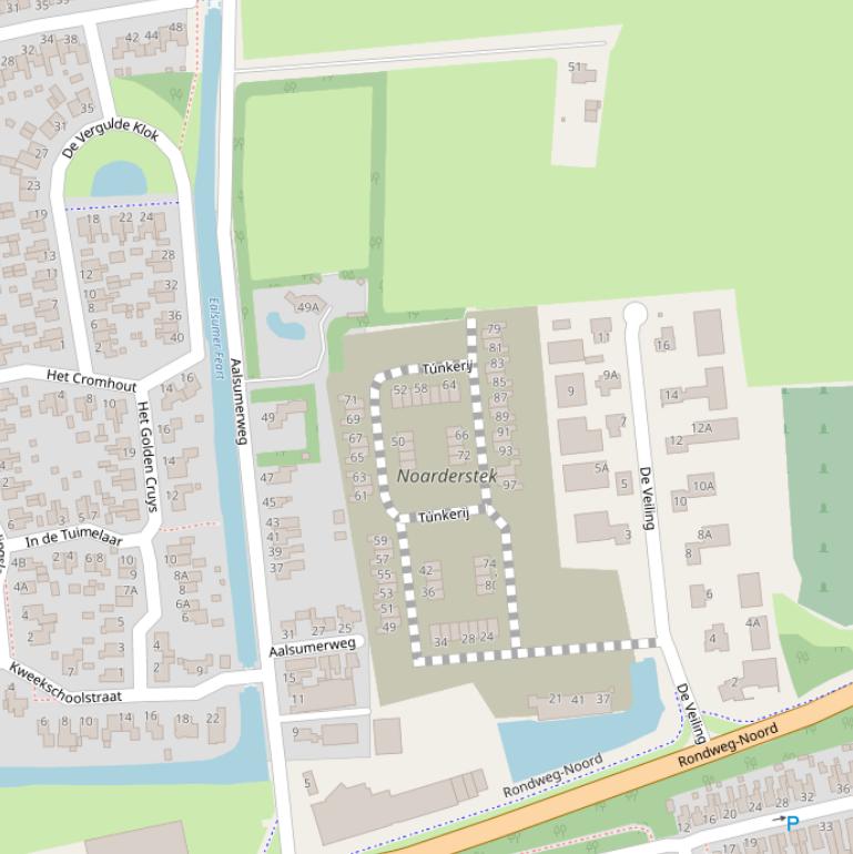 Kaart van de Aalsumerweg.