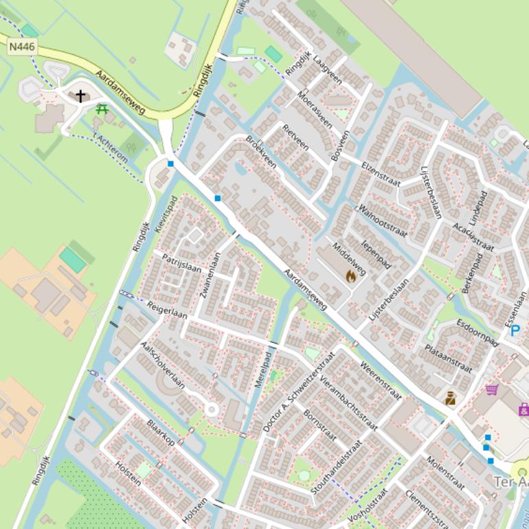 Kaart van de Aardamseweg.