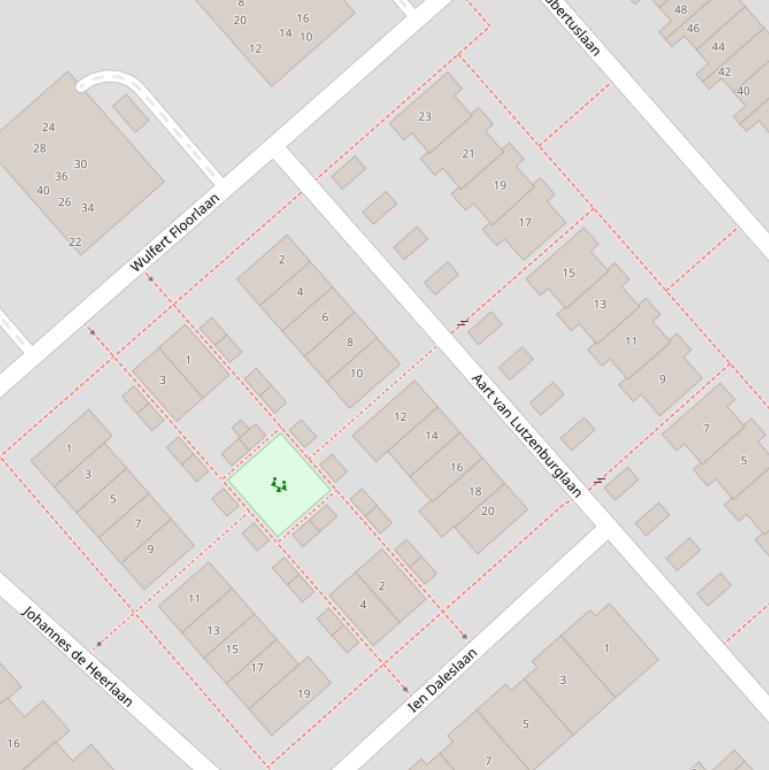 Kaart van de Aart van Lutzenburglaan.