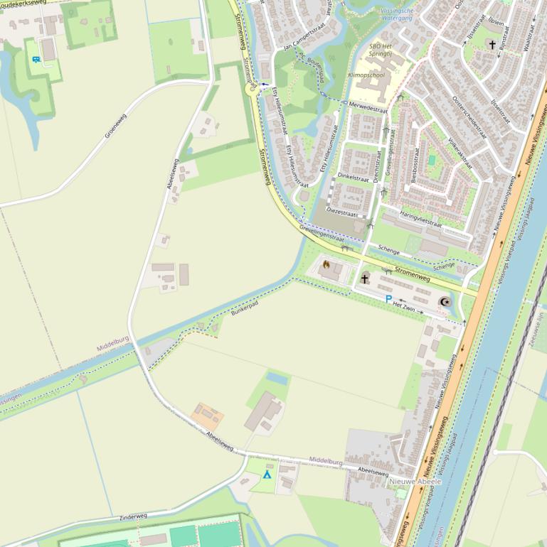 Kaart van de Abeelseweg.