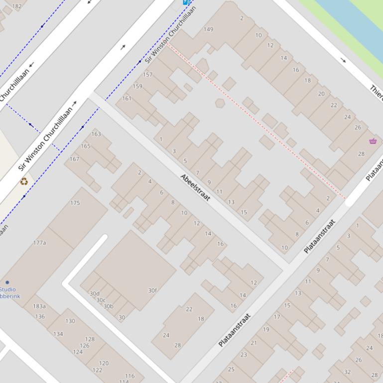 Kaart van de Abeelstraat.