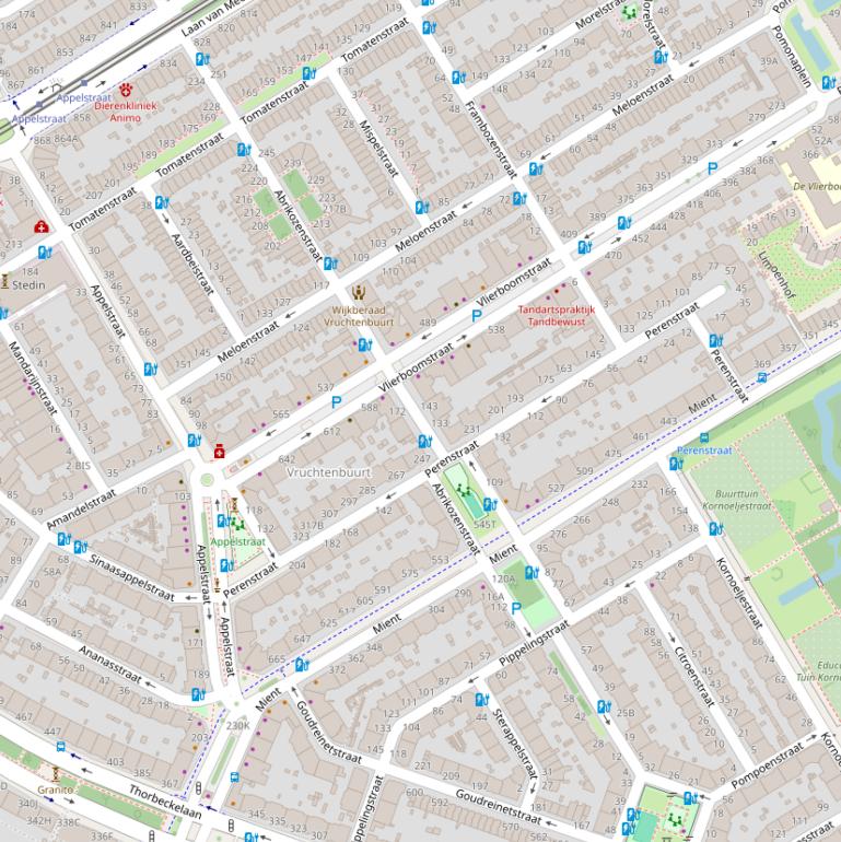 Kaart van de Abrikozenstraat.