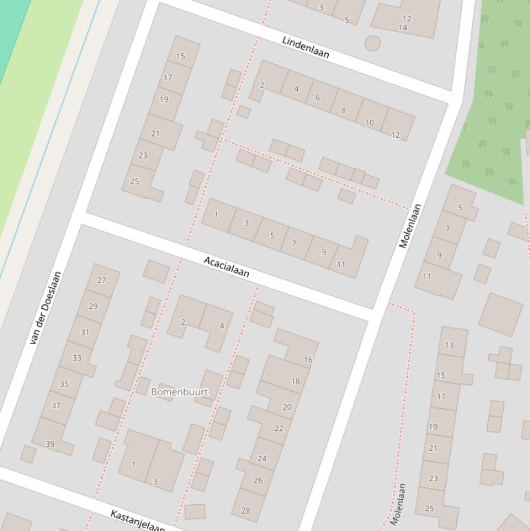 Kaart van de Acacialaan.