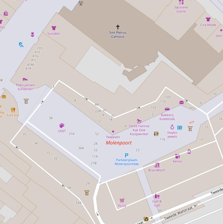 Kaart van  Achter de Canisiuskerk.