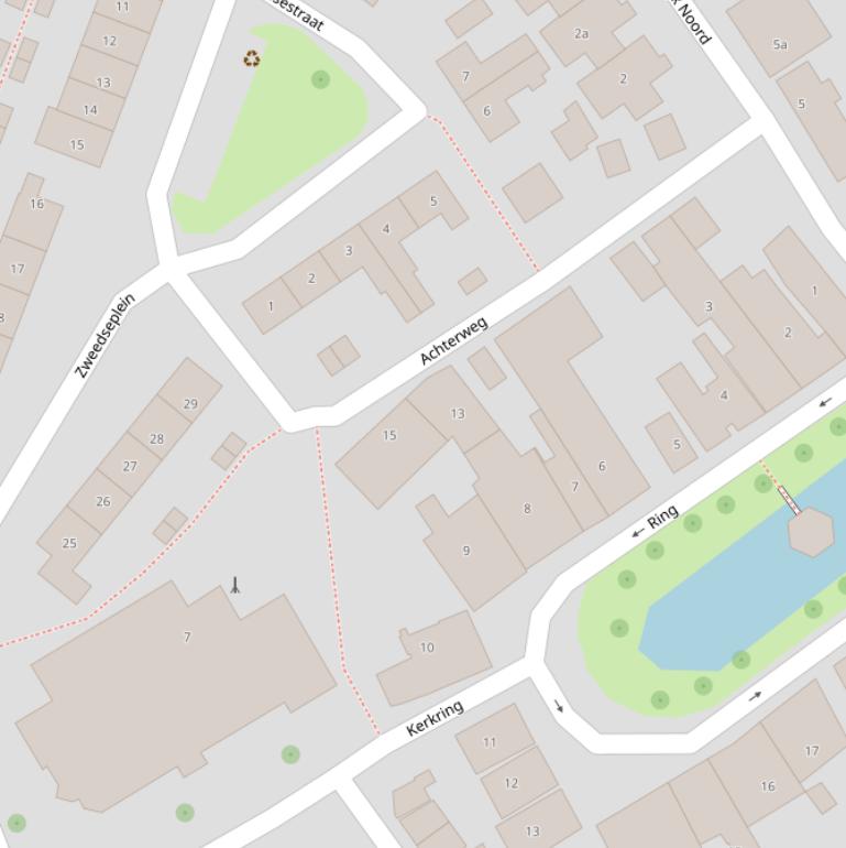 Kaart van de Achterweg.