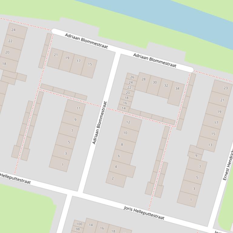 Kaart van de Adriaan Blommestraat.