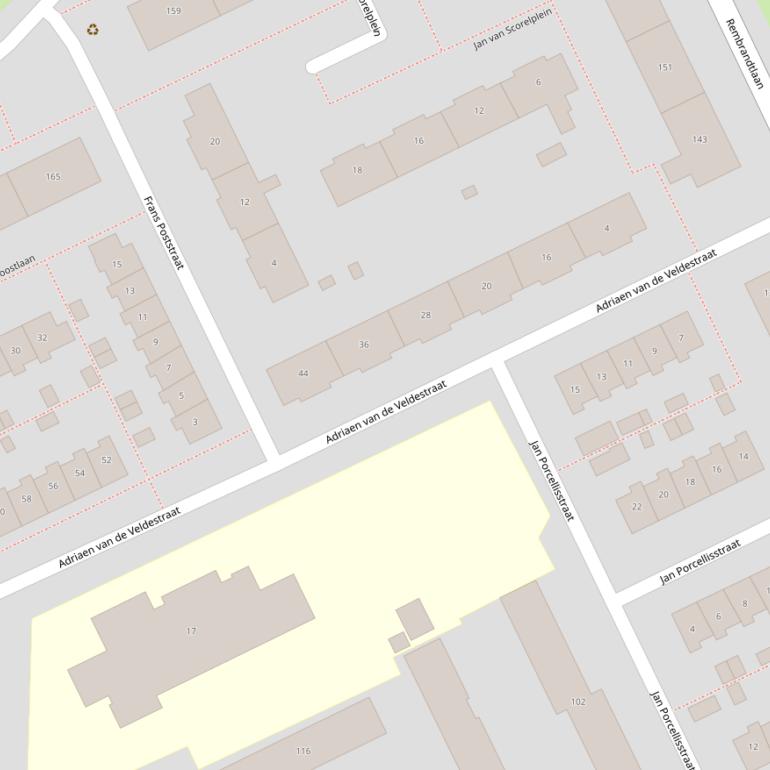 Kaart van  Adriaen van de Veldestraat.