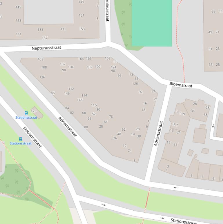 Kaart van de Adrianastraat.