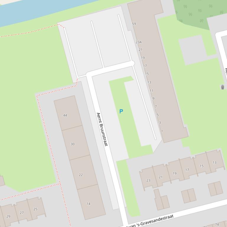 Kaart van de Aernt Bruunstraat.