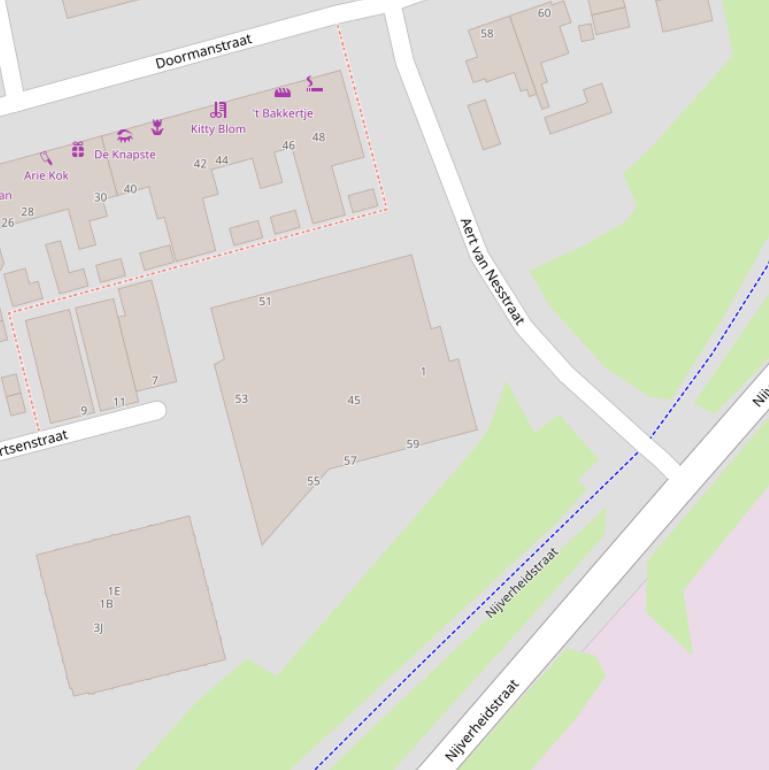 Kaart van de Aert van Nesstraat.