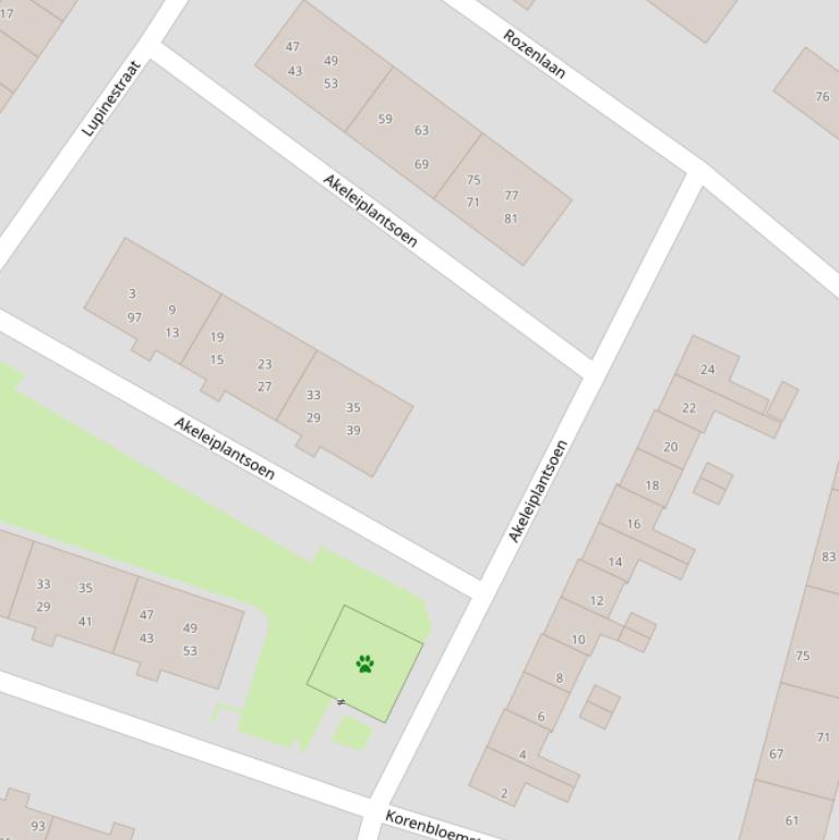 Kaart van het Akeleiplantsoen.