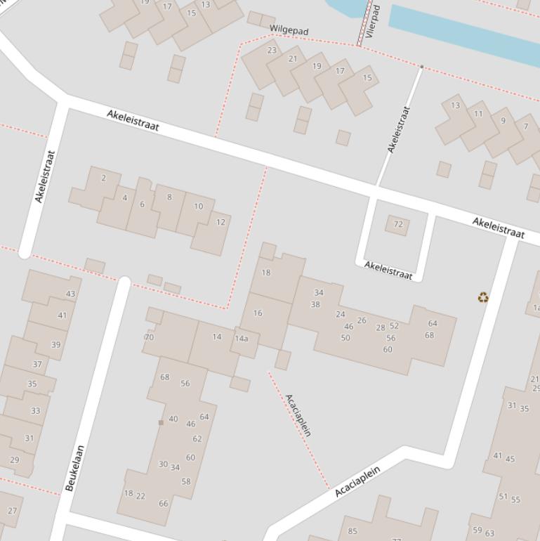 Kaart van de Akeleistraat.