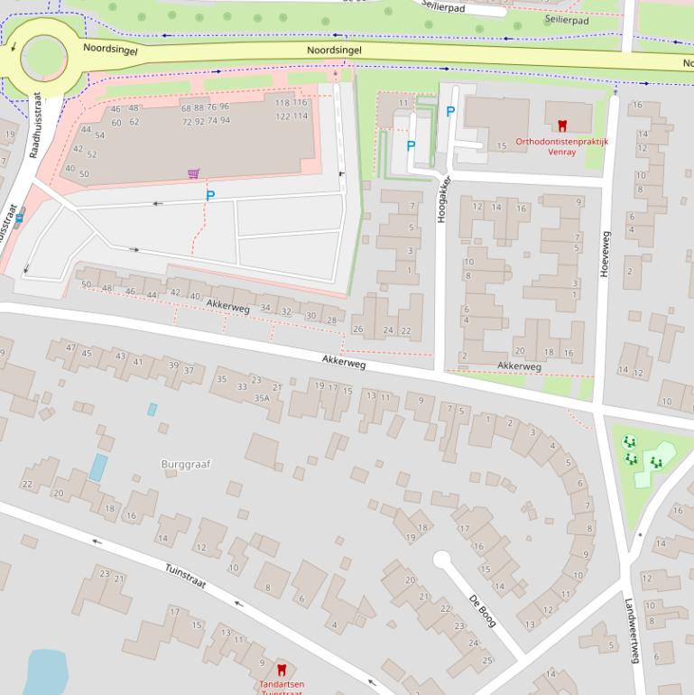 Kaart van de Akkerweg.