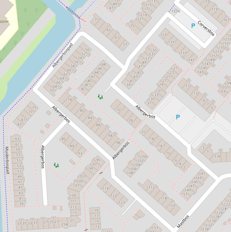 Kaart van het Albergerbos.