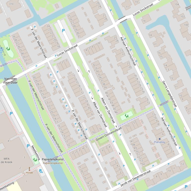 Kaart van de Albert van Damstraat.