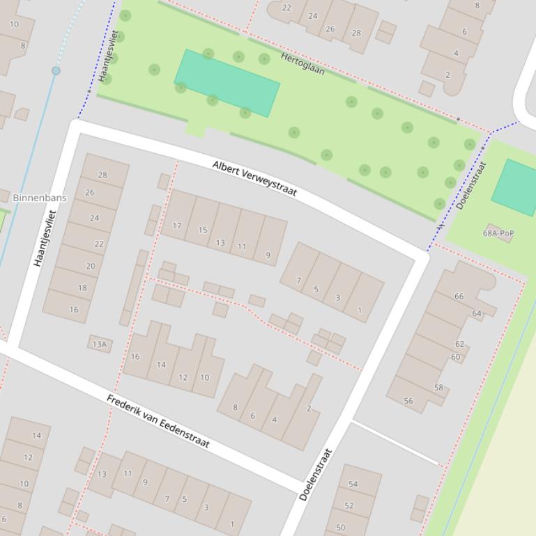 Kaart van de Albert Verweystraat.