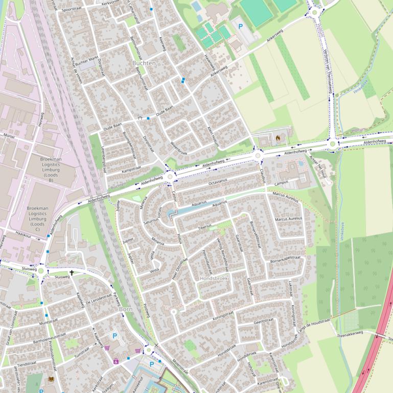 Kaart van de Aldenhofweg.