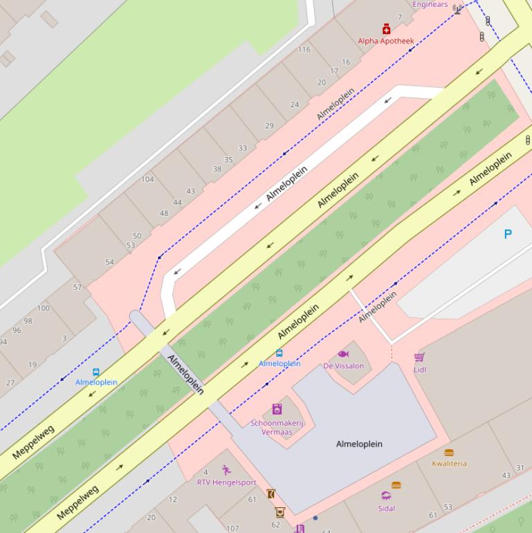 Kaart van het Almeloplein.