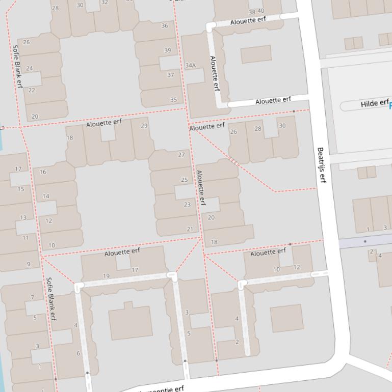 Kaart van het Alouette erf.