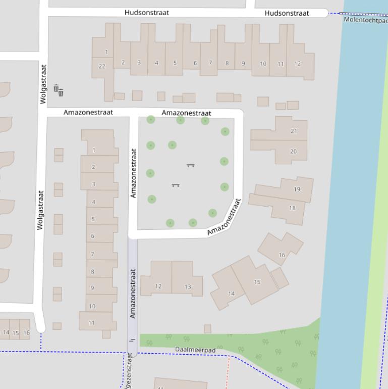 Kaart van de Amazonestraat.