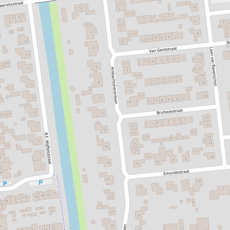 Kaart van de Ambachtsherenlaan.