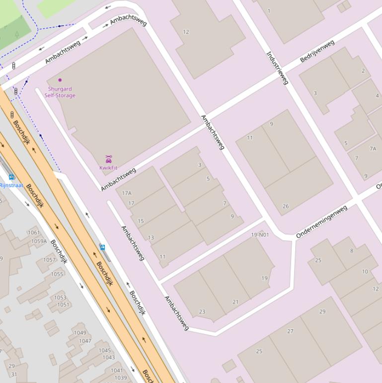 Kaart van de Ambachtsweg.