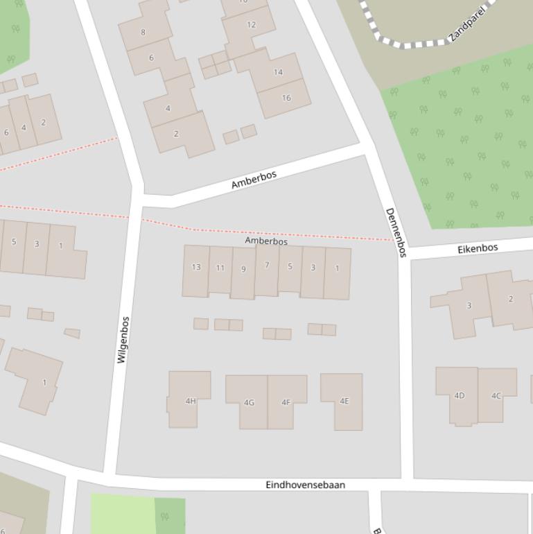 Kaart van het Amberbos.