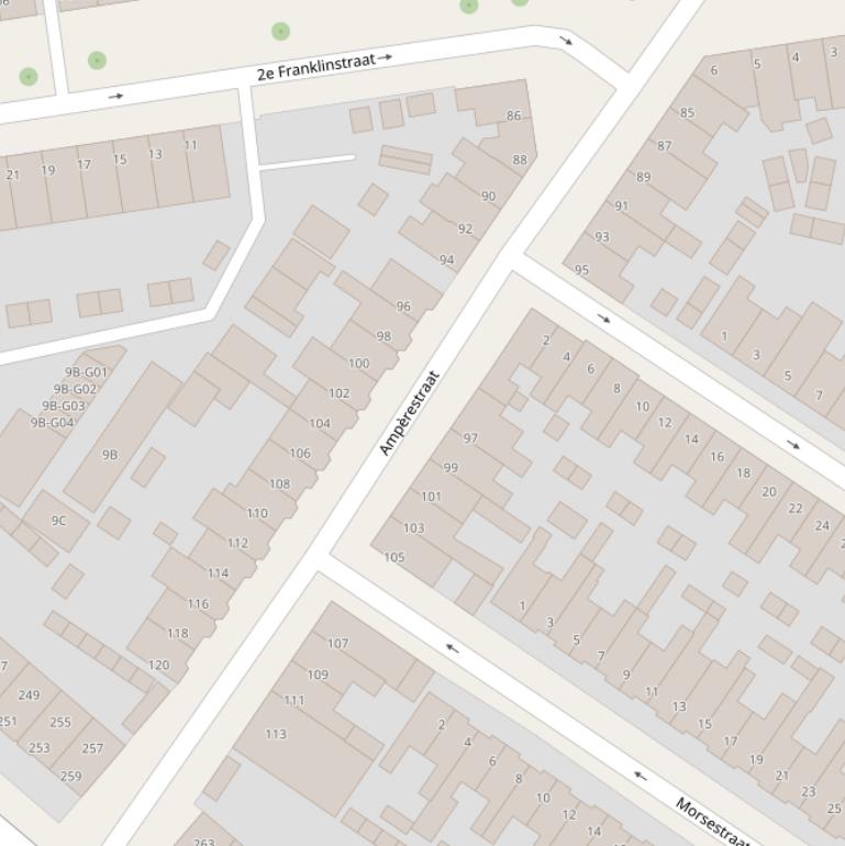Kaart van de Ampèrestraat.