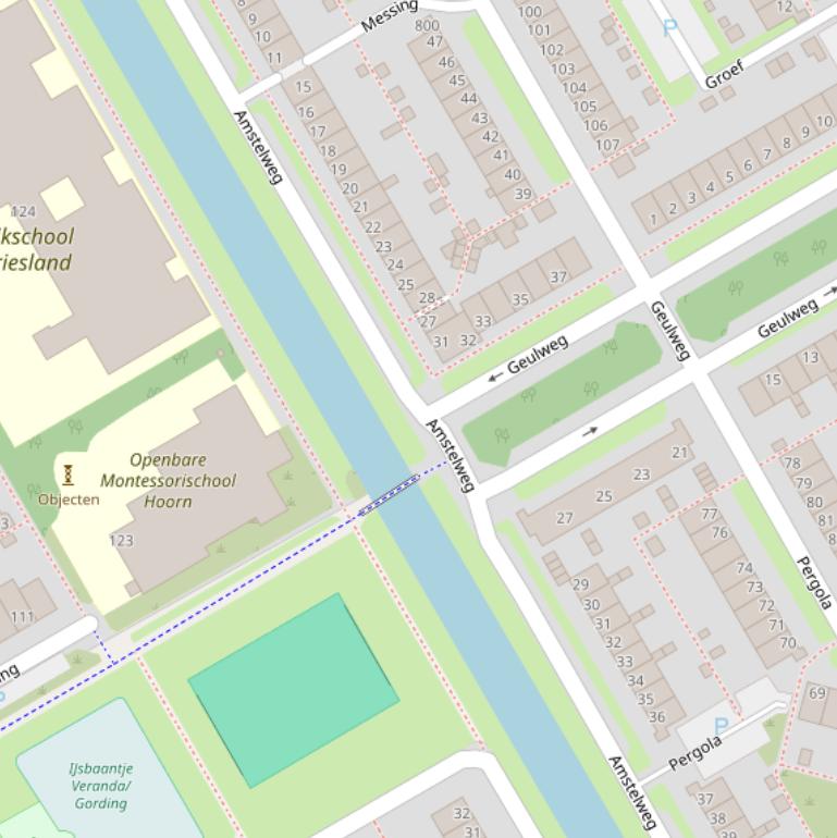 Kaart van de Amstelweg.