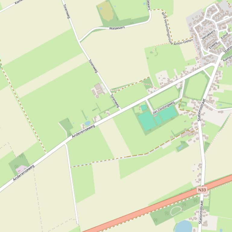 Kaart van de Anderenseweg.