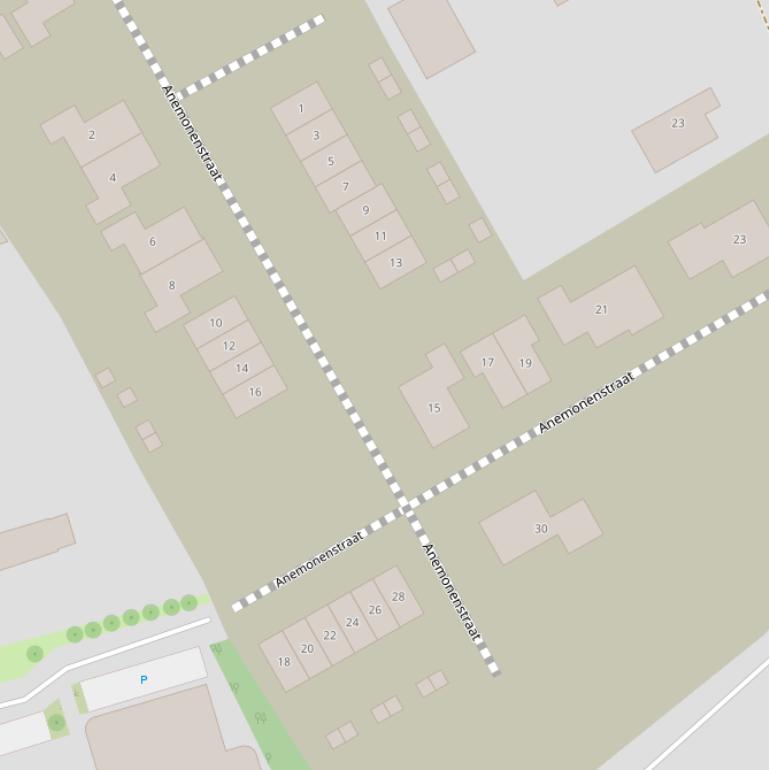 Kaart van de Anemonenstraat.