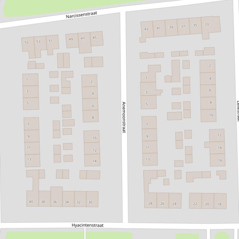 Kaart van de Anemoonstraat.