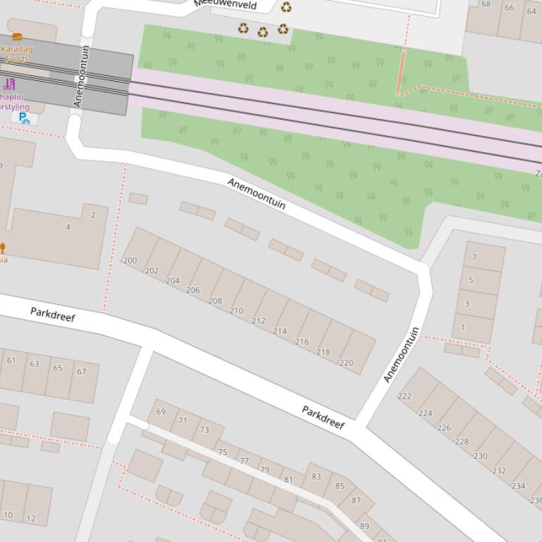 Kaart van  Anemoontuin.