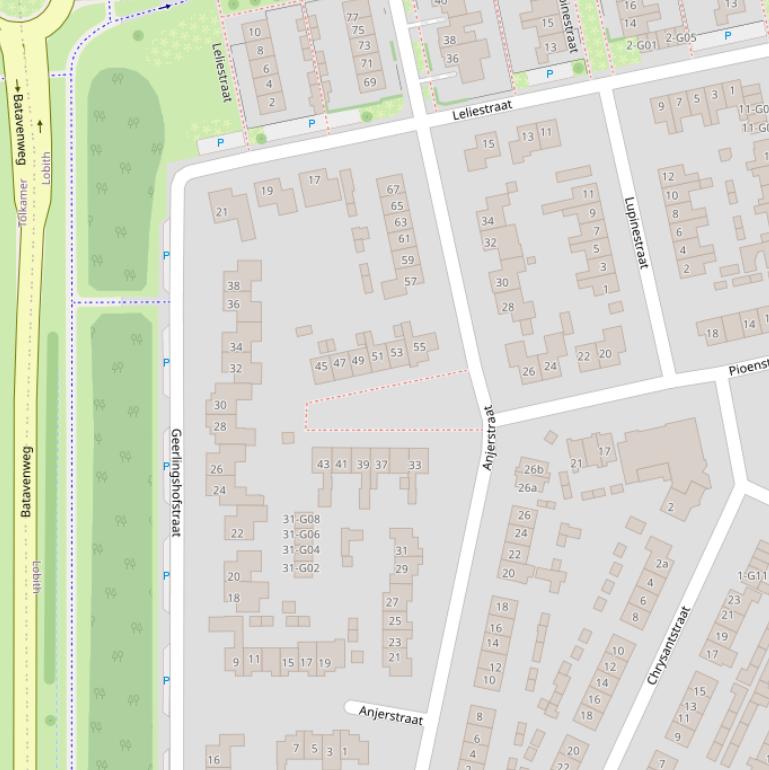 Kaart van de Anjerstraat.