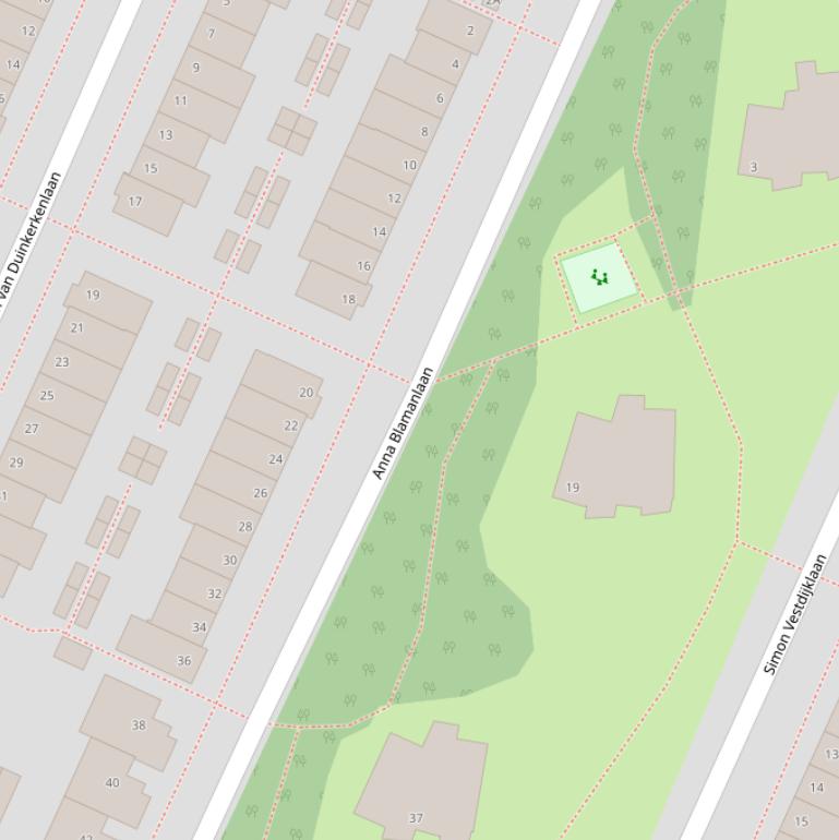 Kaart van de Anna Blamanlaan.