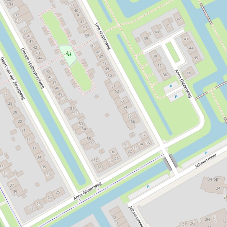 Kaart van de Anna Giezenweg.