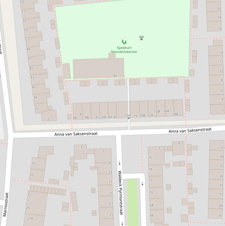 Kaart van de Anna van Saksenstraat.