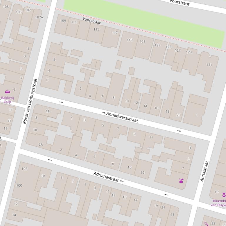 Kaart van de Annadwarsstraat.