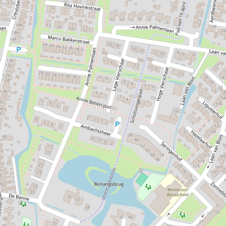 Kaart van de Annie Palmenlaan.