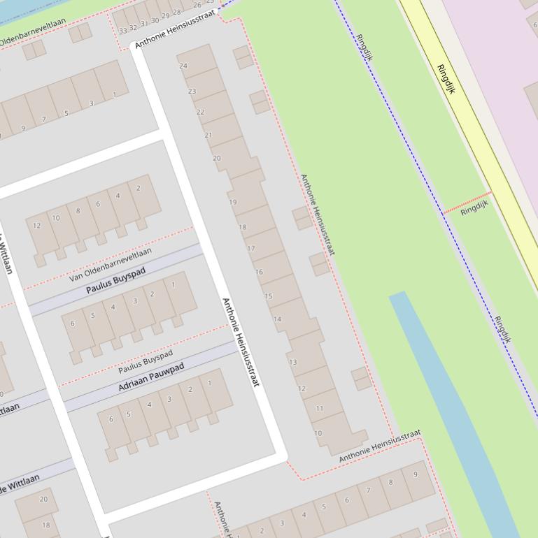 Kaart van de Anthonie Heinsiusstraat.