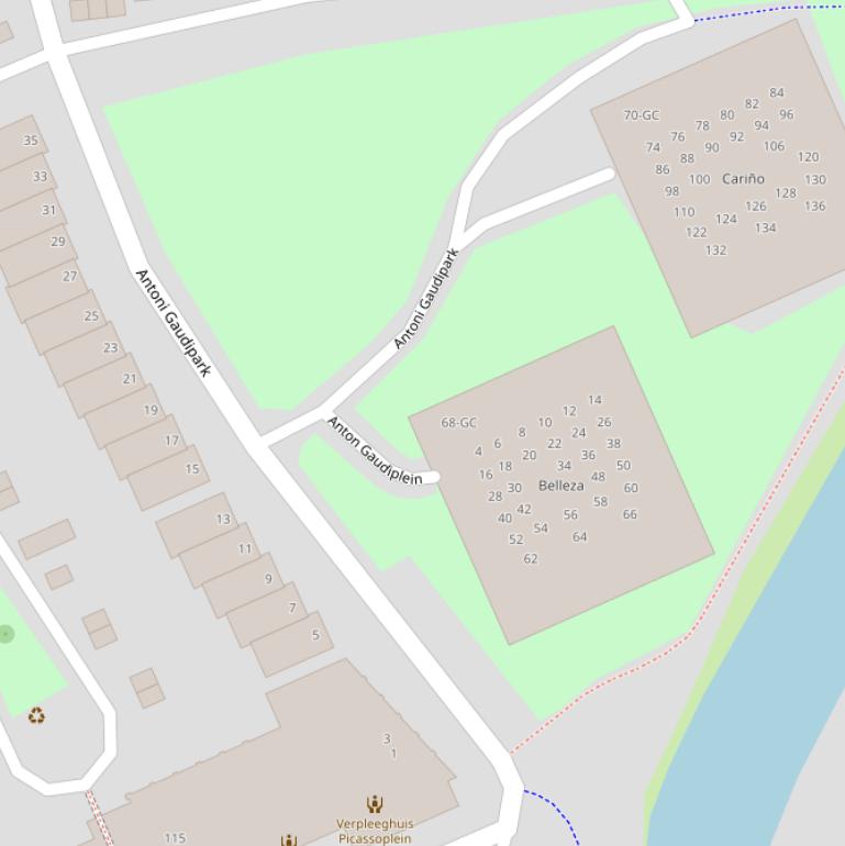 Kaart van het Antoni Gaudipark.