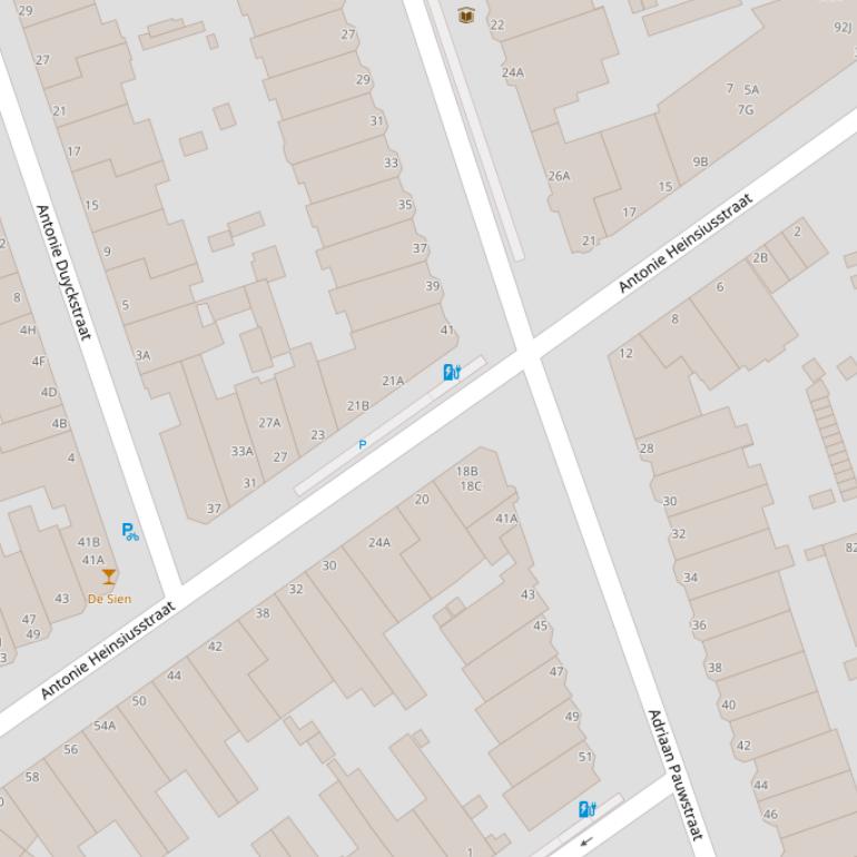 Kaart van de Antonie Heinsiusstraat.