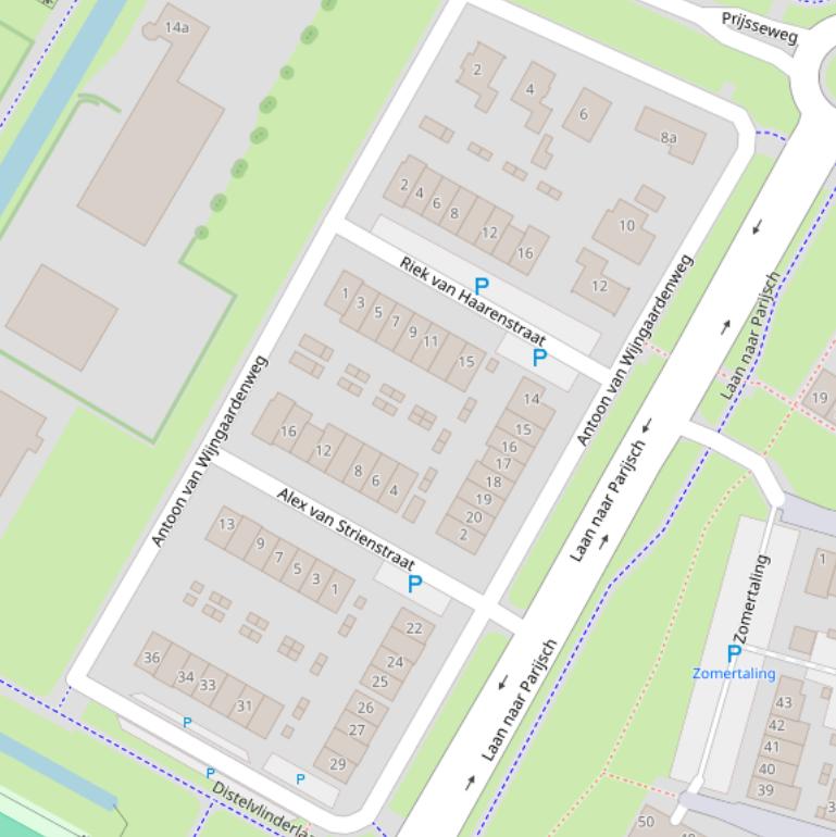 Kaart van de Antoon van Wijngaardenweg.