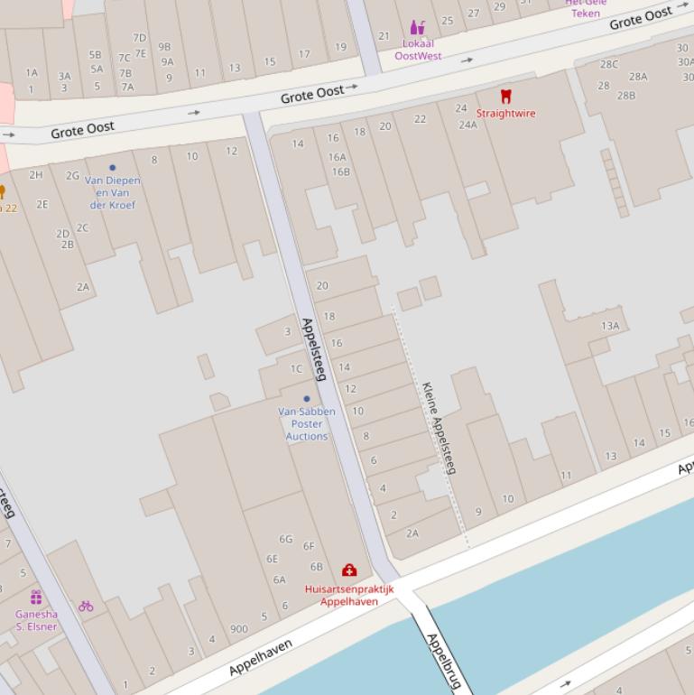 Kaart van de Appelsteeg.