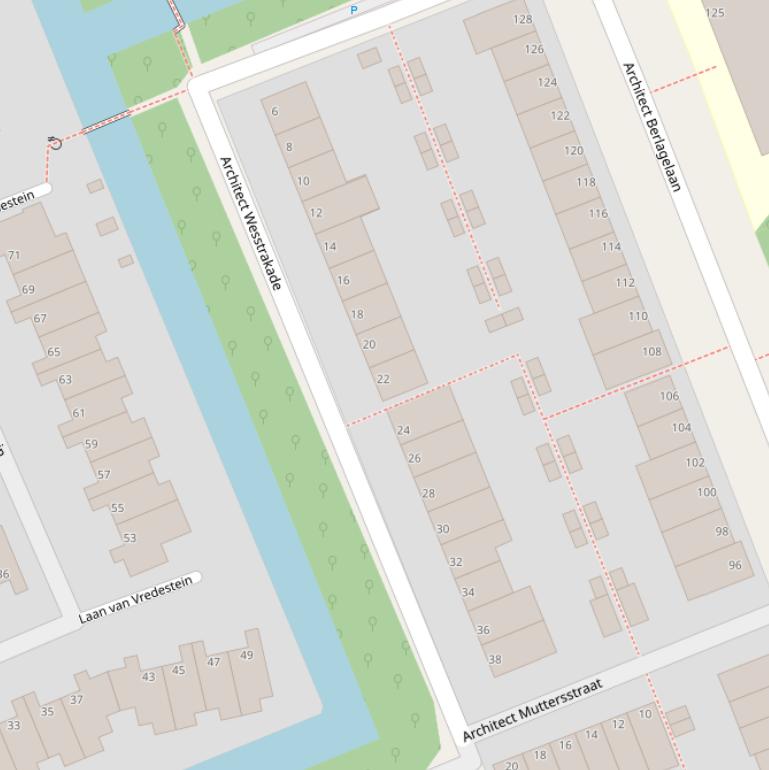 Kaart van de Architect Wesstrakade.