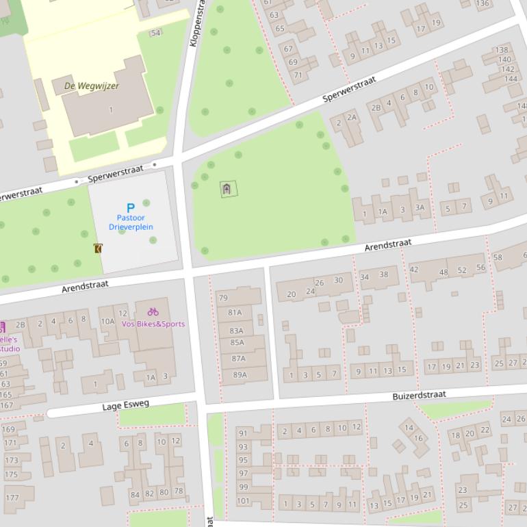 Kaart van de Arendstraat.