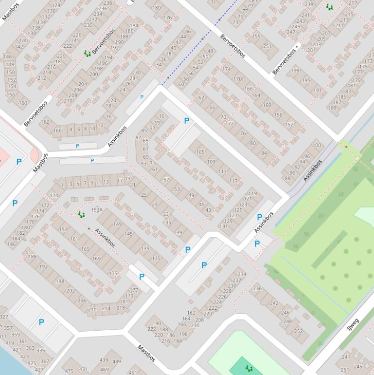 Kaart van het Assinkbos.