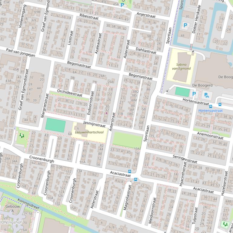 Kaart van de Asterstraat.